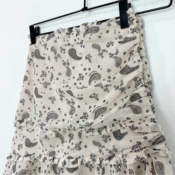 For Love & Lemons Paisley Mini Skirt in Sand Ruffle size XS - Picture 5 of 9